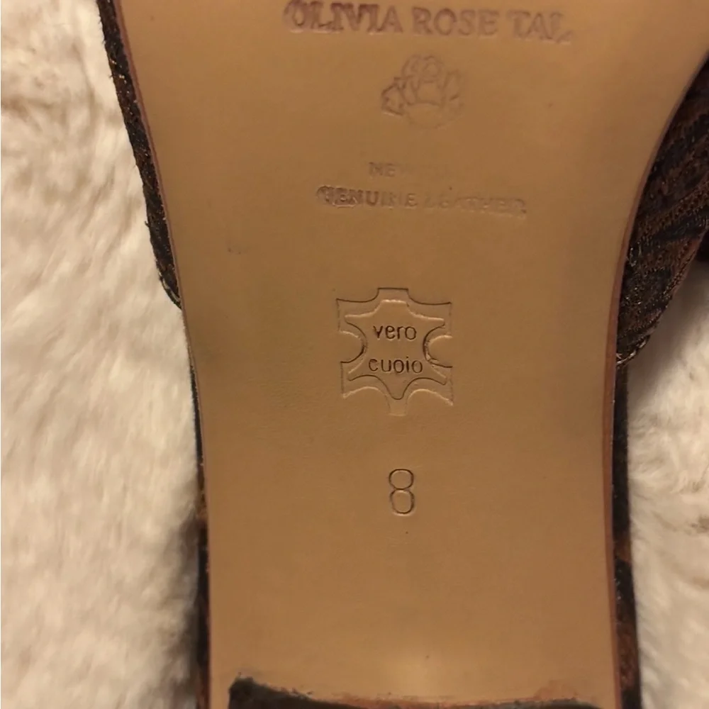 Olivia Rose Tal Brown and Tan Mules with Bow Detail - Picture 5 of 5